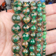 Cuentas sueltas de piedra Natural verde Cloisonne, espaciador redondo para fabricación de joyas, accesorios de pulsera Diy, venta al por mayor, 4/6/8/10/12mm 2024 - compra barato