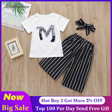 Girls Summer Outfits 2021 Fashion Teenage Girls Clothing Letter T-shirt+pants Two Piece Sets Short Sleeve Skinny Kids Clothes 2024 - buy cheap