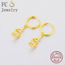 Fc jóias 925 prata hawaii ouro cor música nota pingente zircon piercing hoop brinco boucles doreilles para mulher menina 2020 2024 - compre barato