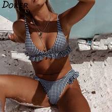 Sexy Bikinis Plaid Print Push Up Bikini Swimming 2020 Summer Swim Suit Low Waist Swimsuit Female Ruffles Swimwear Women Biquini 2024 - buy cheap