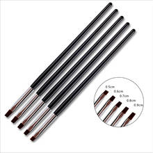 5pcs Black Nail Art Brush Flat Head Painting Drawing Brush Phototherapy Tools Professional Manicure UV Nail Pen 2024 - buy cheap