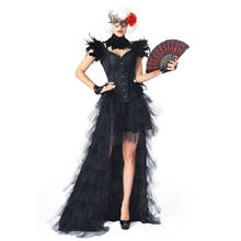 Vestido de corsé Steampunk de plumas negras, ropa gótica Vintage, Victoriano Korsett para mujer, disfraz Sexy de Burlesque, corpiño para mujer 2024 - compra barato