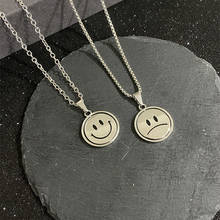 New 2021 Fashion Jewelry Korean Rotating Smile Street Couple Double Face Expression Necklace  Women Uniex Kpop Necklace Pendant 2024 - buy cheap