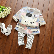 Conjunto de roupas fashion para bebês meninas primavera outono tops de algodão + calças 2 peças roupas bonitas para meninas recém-nascidas 2024 - compre barato