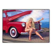 5d Diamond Painting Set Full Drill Square Sexy Picture Pin-up Girls and Red Car Diamond Paint Mosaic Embroidery Accessories Art 2024 - buy cheap