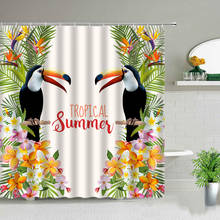 Toucan-cortinas de ducha impermeables para el hogar, conjunto de cortina colgante con hojas verdes, flores, plantas tropicales, aves, decoración de baño 2024 - compra barato