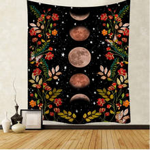 Manta con patrón de plantas y flores bohemias, tapiz de sol y luna, decoración de colcha de dormitorio 2024 - compra barato