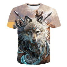 Новинка 2021, крутая забавная Мужская футболка с 3D-принтом волка, летние топы с коротким рукавом, футболка, Мужская модная футболка, 6XL 2024 - купить недорого