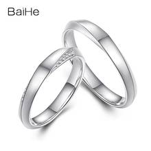 BAIHE-anillo delicado de moda para hombre y mujer, sortija de boda de oro blanco de 18K liso H/SI, diamantes naturales, regalo de San Valentín 2024 - compra barato