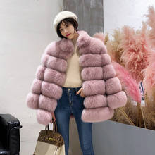 Casaco de pele falsa feminino, jaqueta macia de inverno outono-inverno 2020, casacos de pele feminina rosa, roupas de rua casacos femininos kj982 2024 - compre barato