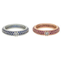 Изысканное женское круглое обручальное кольцо с кристаллами Синий Фиолетовый фианит полное обручальное кольцо обещание ювелирные изделия из циркония 2024 - купить недорого