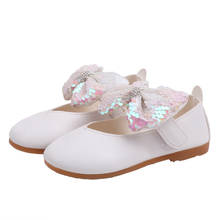 Skoex Children Shoes 2020 New Fashion Girl's Princess Shoes Sparkle Bows Kids Casual Flat Shoe Toddler Party Wedding Dress Shoe 2024 - buy cheap