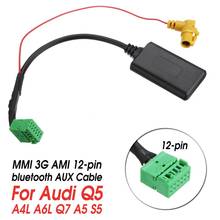 Adaptador de cabo bluetooth sem fio mmi 3g ami 12 pinos, entrada de áudio aux para audi q5 a6 a4 q7 a5 s5 2024 - compre barato