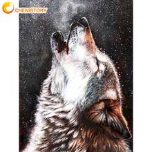CHENISTORY Oil Painting By Numbers Kits For Adults Wolf Roar Animal Paints By Number 60x75cm Diy Framed Kids Bedroom Wall Decor 2024 - buy cheap