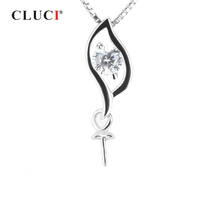 CLUCI 925 Sterling Silver Pendant Jewelry for Women Necklace Silver 925 Pearl Pendant Mounting Zircon Flower Pendant SP004SB 2024 - buy cheap