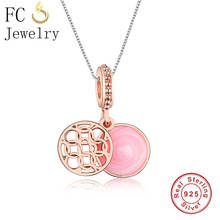 FC Jewelry 925 Sterling Silver Pink Enamel Family Tree Charms Pendant Necklace Link Chain European Women Chokers Trinket 2018 2024 - buy cheap