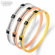 FYSARA-brazalete de oro con cristales completos para mujer, joyería de acero inoxidable, brazalete de brazo, pulseras de diamantes de imitación negros con piedras 2024 - compra barato