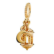Original 925 Sterling Silver Charm Golden Arabian Lantern Moon Pendant Fit Pandora Women Bracelet & Necklace Diy Jewelry 2024 - buy cheap