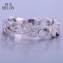 HELON Solid 10k White Gold Natural Diamonds Vintage Eternity Trendy Fine Jewelry Engagement Wedding Diamonds Ring Band Best Gift 2024 - buy cheap