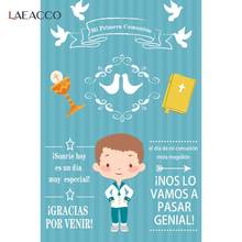 Laeacco Light Blue Background Communion Backdrop Boy Holy Communion Cup Bible Pigeon Photo Background Photography Backdrop 2024 - buy cheap