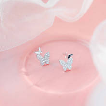 Stud Earring New Hot Sell Trendy Super Shiny Zircon butterfly 925 Sterling Silver Earrings for Women Wholesale Jewelry 2024 - buy cheap