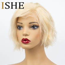 Honey Blonde 613 Water Wave Lace Front Human Hair Wig Short Bob HD Transparent Full Lace Wigs Preplucked Non-Remy For Women ISHE 2024 - buy cheap