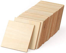Piezas de madera sin terminar, 76mm 76 x tamaño grande, recortes cuadrados de madera en blanco, para manualidades, azulejos cuadrados recortados, 80 Uds. 2024 - compra barato