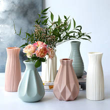 Vaso de plástico com imitação de cerâmica, vaso criativo, resistente a quedas, janela, sala de estar, quarto, flores falsas, decoração, vaso 20 2024 - compre barato