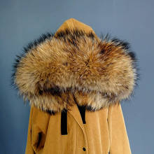 JKP-bufanda de Cuello de piel de mapache Real para mujer, Parka de gran tamaño, accesorio de cuello, chal grueso y cálido para invierno, novedad de 2020 2024 - compra barato