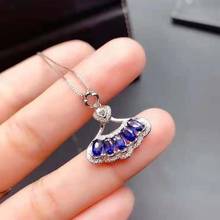 Natural Sapphire Sector Pendant Necklace S925 Sterling Silver Fine Fashion Wedding Jewelry for Women MeibaPJFS 2024 - buy cheap