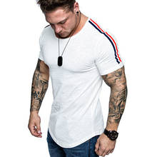 2021 Brand New Men T Shirt Tops O Neck Short Sleeve Tees Men's Three-Color Bar Fashion Fitness Hot T-Shirt For Male Size 5XL 2024 - buy cheap