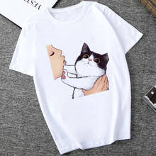 2021 New Funny Kawaii Cat Printed women t shirt Harajuku tshirt korean style female Fun Graphic Casual t-shirt clothing Tops Tee 2024 - buy cheap