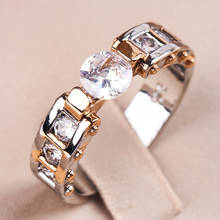 Anel de dedo dourado em dois tons, masculino, cores mistas de metal, luxuoso, pulseira de casamento, branco, zircônia, pedra, joia de hip hop n4m241 2024 - compre barato