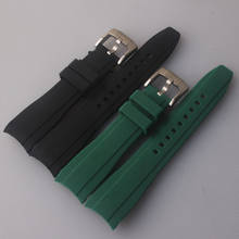Pulseira de silicone curvada de extremidade preta, verde/preta, 20mm 22mm, pulseira para relógio de função rx daytona submariner explorer 2, novo 2024 - compre barato