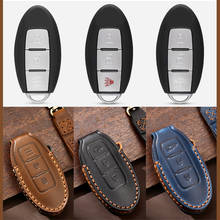 KEYYOU Leather Car Key Case 2/3 Buttons Cover For Nissan Qashqai j10 J11 X-Trail t31 Kicks Murano Altima Tiida Juke For Infiniti 2024 - buy cheap