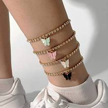 Summer Ins Fashion Butterfly Anklets Rhinestone Decor Leg Chain Beach Accessories Bracelet Chain Foot Anklet For Women Jewelry 2024 - buy cheap