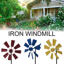 Pinwheels jardim ferro multi-cor vento spinner windmill brinquedos para jardim ao ar livre quintal gramado decorações 2024 - compre barato