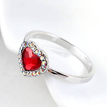 Модные хрустальные свадебные кольца в форме сердца женские обручальные кольца кристаллы от Swarovski Гламурные ювелирные изделия 2024 - купить недорого