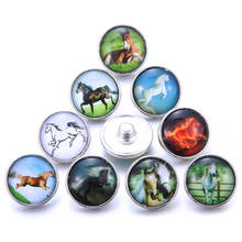 New 10pcs/lot Horse Snap Button Jewelry Ginger Glass 18mm Snap Buttons Cabochon Charms Fit DIY Snap Bracelet Bangles Necklaces 2024 - buy cheap
