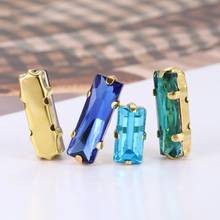 Free shipping 5x10 5x15 7x21 mm Mixed color Baguette glass Crystal sew on rhinestones with Gold claw diy clothing accessories 2024 - buy cheap