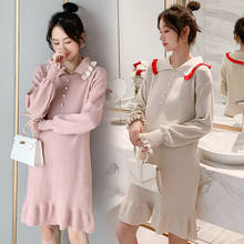 Autumn Winter Knitted Maternity Nursing Dress Sweet Straight Loose Dress Clothes for Pregnant Women Pregnancy Feeding Wear 2024 - buy cheap