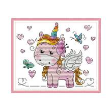 Joy Sunday Aida Fabric 14 Cross Stitch Unicorn Cartoon Painting Embroidery Cross Stitching Printed Canvas DMC DIY Needlweork Set 2024 - buy cheap