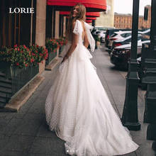 LORIE A Line Dot Tulle Wedding Dresses Puffy Tulle Princess Bridal Dresses Sexy Backless Boho Wedding Gowns Plus Size 2024 - buy cheap