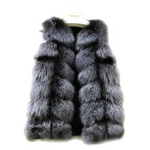 Chaleco de piel de zorro real para mujer, abrigo de piel de zorro natural, cálido, a la moda, 70cm 2024 - compra barato