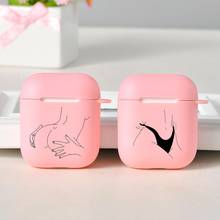 Engraçado sexy linhas de arte abstrata moda caso para airpods 2 1 fone ouvido feminino capa para airpods macio claro fone de ouvido rosa fosco tpu 2024 - compre barato