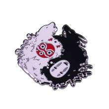 A flawless design of No Face and Princess Mononoke in a Yin and Yang brooch Studio Ghibli fans Acces 2024 - buy cheap