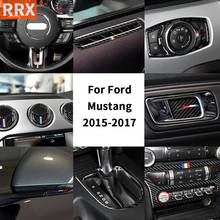 Pegatina de fibra de carbono para Ford Mustang GT 2015, 2016, 2017, 2020, caja de guantes interiores, manija de Faro, accesorios para volante de coche 2024 - compra barato