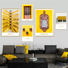Imagen de fotografía de estilo amarillo, decoración del hogar, arte de pared, pintura de lienzo nórdico, cita de vida, Impresión de decoración artística de paisaje para sala de estar 2024 - compra barato