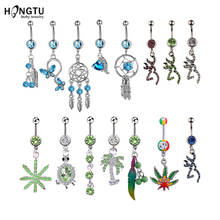 HONGTU 1PC Crystal Dangling Navel Belly Button Rings Sexy Belly Piercing Bar Surgical Steel 14G Woman Body Jewelry Barbell Gifts 2024 - buy cheap