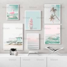 Beach Canvas Painting California Pink Pastel Modern Home Decor Nursery Summer Posters and Prints Wall Pictures for Living Room 2024 - buy cheap